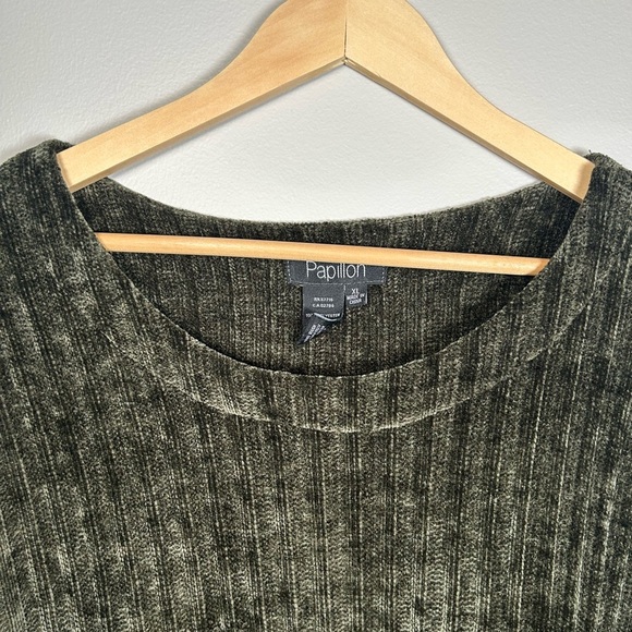 Papillon Chenille Moody Green 3/4 Sleeve Pocket Sweater Dress - Picture 4 of 6